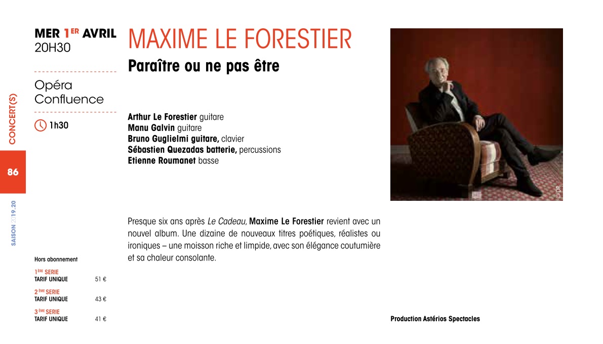 Maxime Le Forestier Paraître Ou Ne Pas être Maxime Le Forestier : Paraître ou ne pas être | Grand Avignon