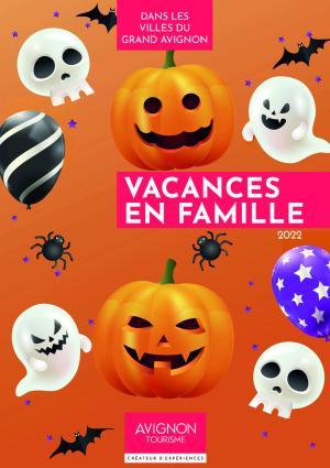 Ceci est une illustration montrant des citrouilles, des fantômes et chauve-souris